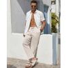 imageCOOFANDY Mens Casual Linen Pants Elastic Waist Drawstring Beach Summer Pants Lightweight Linen TrousersSpeckled Beige