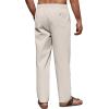 imageCOOFANDY Mens Casual Linen Pants Elastic Waist Drawstring Beach Summer Pants Lightweight Linen TrousersSpeckled Beige