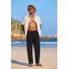 imageCOOFANDY Mens Casual Linen Summer Beach Pants Lightweight Drawstring Elastic Waist Yoga TrousersBlack
