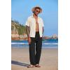 imageCOOFANDY Mens Casual Linen Summer Beach Pants Lightweight Drawstring Elastic Waist Yoga TrousersBlack