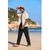 imageCOOFANDY Mens Casual Linen Summer Beach Pants Lightweight Drawstring Elastic Waist Yoga TrousersBlack
