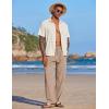 imageCOOFANDY Mens Casual Linen Summer Beach Pants Lightweight Drawstring Elastic Waist Yoga TrousersBrown
