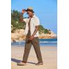 imageCOOFANDY Mens Casual Linen Summer Beach Pants Lightweight Drawstring Elastic Waist Yoga TrousersCoffee