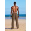 imageCOOFANDY Mens Casual Linen Summer Beach Pants Lightweight Drawstring Elastic Waist Yoga TrousersCoffee