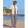 imageCOOFANDY Mens Casual Linen Summer Beach Pants Lightweight Drawstring Elastic Waist Yoga TrousersGray