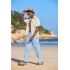 imageCOOFANDY Mens Casual Linen Summer Beach Pants Lightweight Drawstring Elastic Waist Yoga TrousersLight Blue