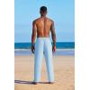 imageCOOFANDY Mens Casual Linen Summer Beach Pants Lightweight Drawstring Elastic Waist Yoga TrousersLight Blue