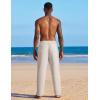 imageCOOFANDY Mens Casual Linen Summer Beach Pants Lightweight Drawstring Elastic Waist Yoga TrousersLight Khaki