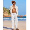 imageCOOFANDY Mens Casual Linen Summer Beach Pants Lightweight Drawstring Elastic Waist Yoga TrousersWhite