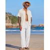 imageCOOFANDY Mens Casual Linen Summer Beach Pants Lightweight Drawstring Elastic Waist Yoga TrousersWhite