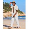 imageCOOFANDY Mens Casual Linen Summer Beach Pants Lightweight Drawstring Elastic Waist Yoga TrousersWhite