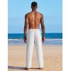 imageCOOFANDY Mens Casual Linen Summer Beach Pants Lightweight Drawstring Elastic Waist Yoga TrousersWhite