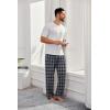 imageCOOFANDY Mens Flannel Plaid Pants Drawstring Cotton Casual Lounge Pants with PocketsBlack White Blue Plaid