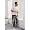 imageCOOFANDY Mens Flannel Plaid Pants Drawstring Cotton Casual Lounge Pants with PocketsBlack White Plaid