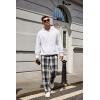 imageCOOFANDY Mens Flannel Plaid Pants Drawstring Cotton Casual Lounge Pants with PocketsBlack White Tartan