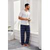 imageCOOFANDY Mens Flannel Plaid Pants Drawstring Cotton Casual Lounge Pants with PocketsBlue Black Plaid