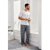 imageCOOFANDY Mens Flannel Plaid Pants Drawstring Cotton Casual Lounge Pants with PocketsNavy Black White Plaid