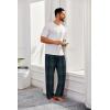 imageCOOFANDY Mens Flannel Plaid Pants Drawstring Cotton Casual Lounge Pants with PocketsNavy Green Plaid