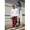 imageCOOFANDY Mens Flannel Plaid Pants Drawstring Cotton Casual Lounge Pants with PocketsNavy Red Plaid