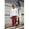imageCOOFANDY Mens Flannel Plaid Pants Drawstring Cotton Casual Lounge Pants with PocketsRed Black Plaid