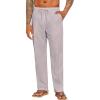 imageCOOFANDY Mens Casual Linen Pants Elastic Waist Drawstring Beach Summer Pants Lightweight Linen TrousersLight Gray