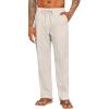 imageCOOFANDY Mens Casual Linen Pants Elastic Waist Drawstring Beach Summer Pants Lightweight Linen TrousersSpeckled Beige