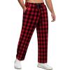 imageCOOFANDY Mens Flannel Plaid Pants Drawstring Cotton Casual Lounge Pants with PocketsRed Black Plaid