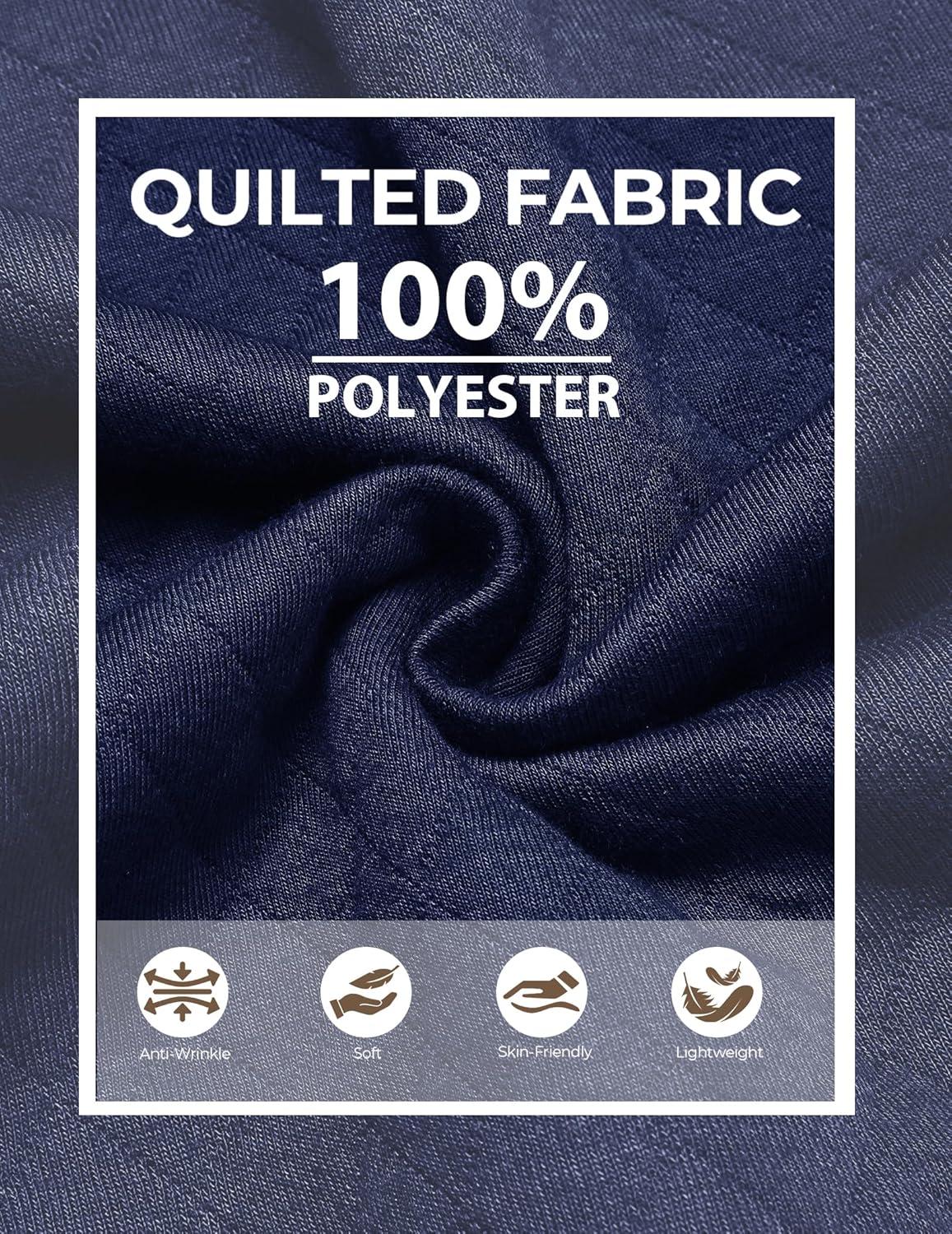 imageCOOFANDY Mens Quarter Zip Pullover Quilted Sweatshirt Knit Long Sleeve Sweater Half Zip Polo Sweatshirts with PocketNavy Blue