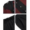 imageCOOFANDY Men 2 Piece Linen Outfit Beach Button Down Shirt Casual Loose Pant SetsBlack Patchwork Wine Red ShirtBlack Pants
