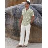 imageCOOFANDY Men 2 Piece Linen Outfit Beach Button Down Shirt Casual Loose Pant SetsGreen Floral ShirtWhite Pants