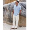 imageCOOFANDY Men 2 Piece Linen Outfit Beach Button Down Shirt Casual Loose Pant SetsLight Blue ShirtWhite Pants