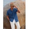 imageCOOFANDY Men 2 Piece Linen Outfit Beach Button Down Shirt Casual Loose Pant SetsNavy ShirtWhite Pants