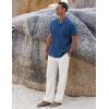 imageCOOFANDY Men 2 Piece Linen Outfit Beach Button Down Shirt Casual Loose Pant SetsNavy ShirtWhite Pants