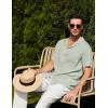 imageCOOFANDY Men 2 Piece Linen Outfit Beach Button Down Shirt Casual Loose Pant SetsSage Green ShirtWhite Pants