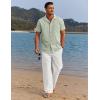 imageCOOFANDY Men 2 Piece Linen Outfit Beach Button Down Shirt Casual Loose Pant SetsSage Green ShirtWhite Pants