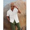 imageCOOFANDY Men 2 Piece Linen Outfit Beach Button Down Shirt Casual Loose Pant SetsWhite ShirtArmy Green Pants