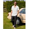 imageCOOFANDY Men 2 Piece Linen Outfit Beach Button Down Shirt Casual Loose Pant SetsWhite ShirtBlack Pants