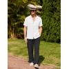 imageCOOFANDY Men 2 Piece Linen Outfit Beach Button Down Shirt Casual Loose Pant SetsWhite ShirtBlack Pants
