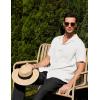 imageCOOFANDY Men 2 Piece Linen Outfit Beach Button Down Shirt Casual Loose Pant SetsWhite ShirtBlack Pants