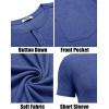imageCOOFANDY Men Casual Shirt Short Sleeve Summer Basic T Shirt Pocket Soild Tee TopAzure Blue