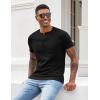 imageCOOFANDY Men Casual Shirt Short Sleeve Summer Basic T Shirt Pocket Soild Tee TopBlack