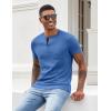 imageCOOFANDY Men Casual Shirt Short Sleeve Summer Basic T Shirt Pocket Soild Tee TopBlue