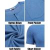 imageCOOFANDY Men Casual Shirt Short Sleeve Summer Basic T Shirt Pocket Soild Tee TopBlue