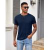 imageCOOFANDY Men Casual Shirt Short Sleeve Summer Basic T Shirt Pocket Soild Tee TopDark Blue
