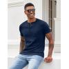 imageCOOFANDY Men Casual Shirt Short Sleeve Summer Basic T Shirt Pocket Soild Tee TopDark Blue