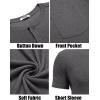 imageCOOFANDY Men Casual Shirt Short Sleeve Summer Basic T Shirt Pocket Soild Tee TopDark Gray