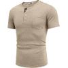 imageCOOFANDY Men Casual Shirt Short Sleeve Summer Basic T Shirt Pocket Soild Tee TopKhaki