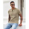 imageCOOFANDY Men Casual Shirt Short Sleeve Summer Basic T Shirt Pocket Soild Tee TopKhaki
