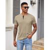 imageCOOFANDY Men Casual Shirt Short Sleeve Summer Basic T Shirt Pocket Soild Tee TopKhaki