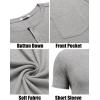 imageCOOFANDY Men Casual Shirt Short Sleeve Summer Basic T Shirt Pocket Soild Tee TopLight Gray